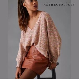 Anthropologie Pilcro Deep V Spacedye Sweater